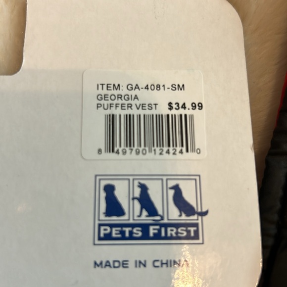 Pet Apparel Georgia Bulldogs Dog Puffer Vest SZ M - Picture 4 of 4